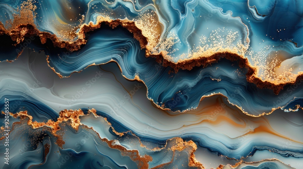 Abstract Blue and Gold Marble Texture Abstract Blue and Gold Marble Texture