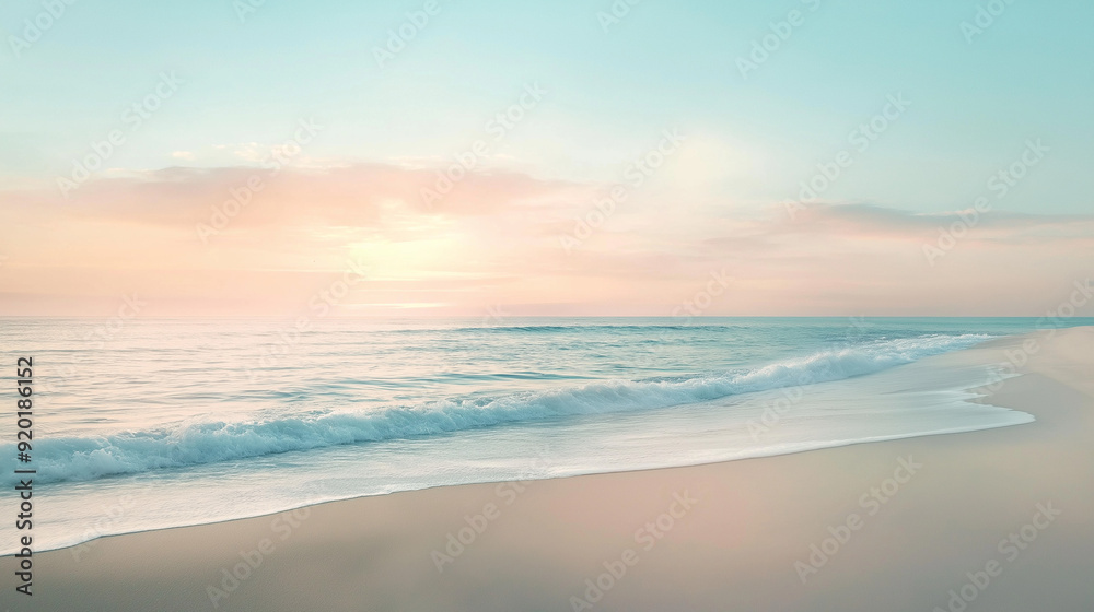 tranquil beach at sunrise with soft waves gently touching the shore tranquil beach at sunrise with soft waves gently touching the shore