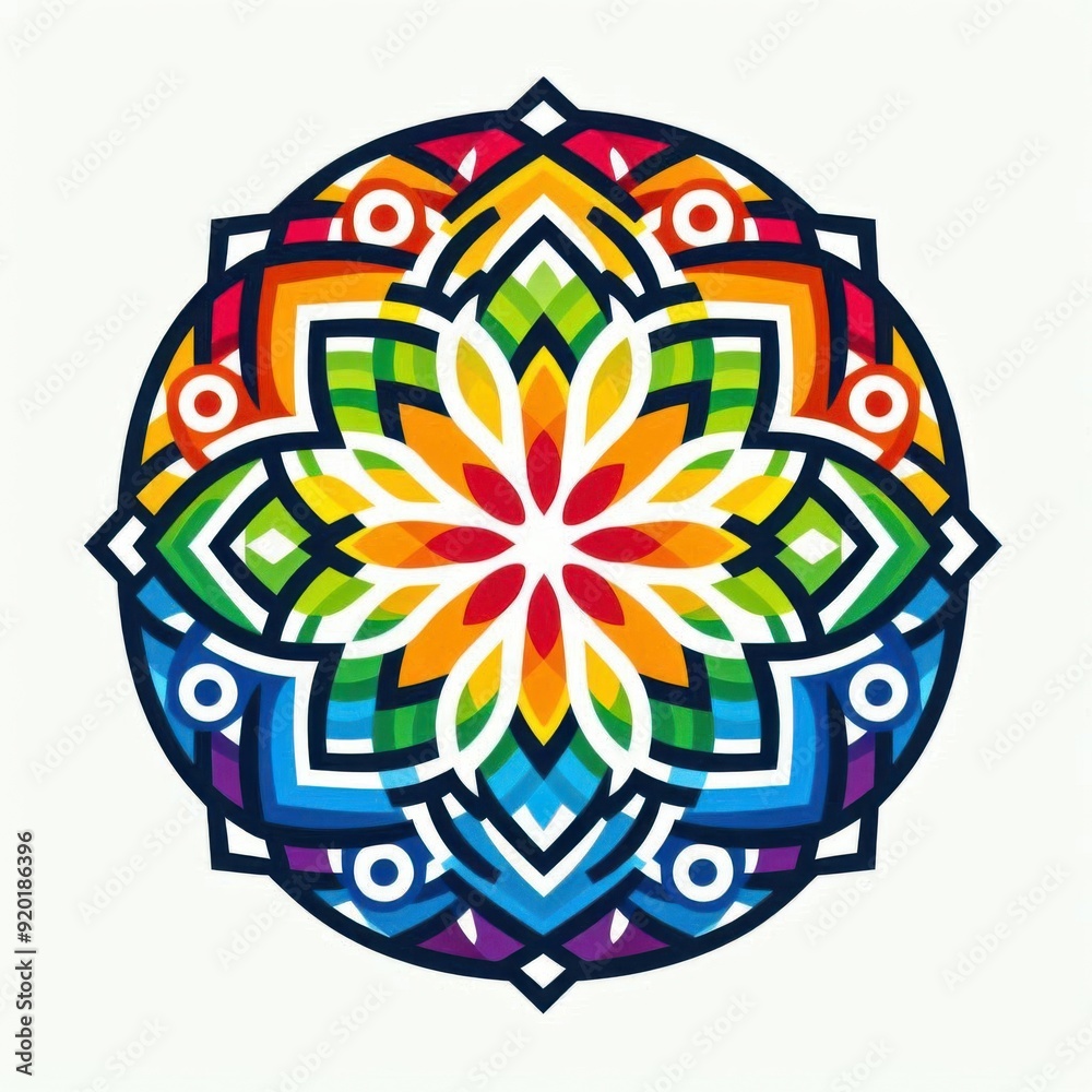 Fototapeta premium rainbow series mandala icon , vector