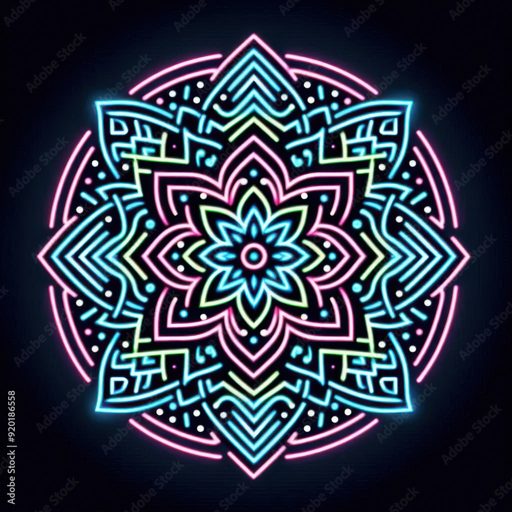 Fototapeta premium glowing mandala in the dark