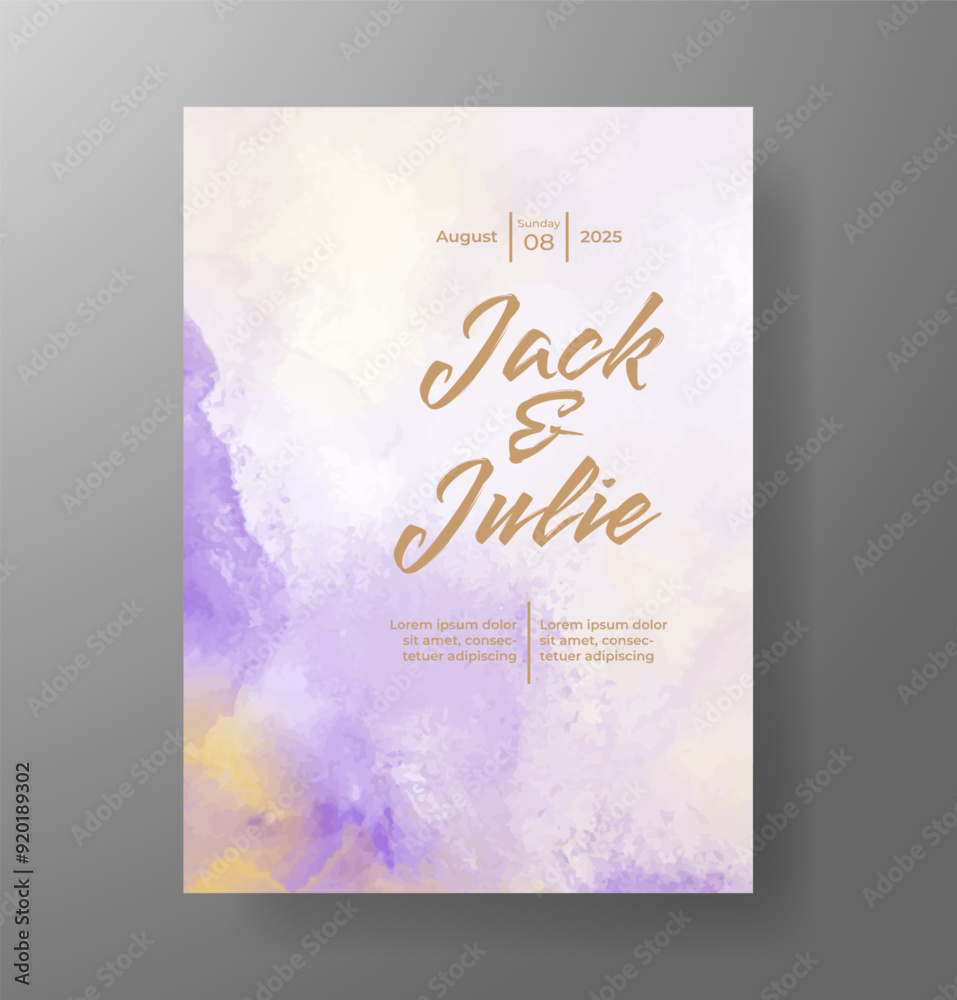 Fototapeta premium Wedding invitation with Abstract splashed watercolor background