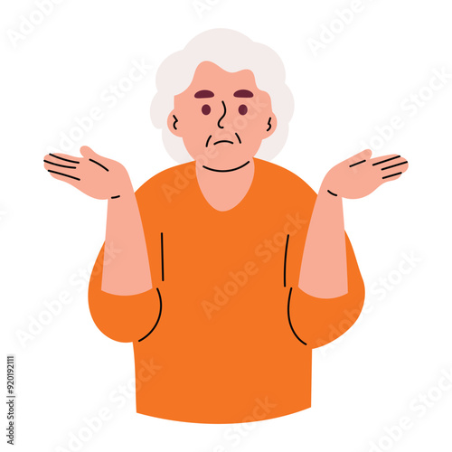 Confused Pensive Elderly Retired Woman