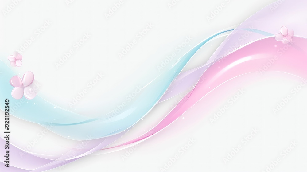 Abstract Pastel Wave Background with Flowers Abstract Pastel Wave Background with Flowers