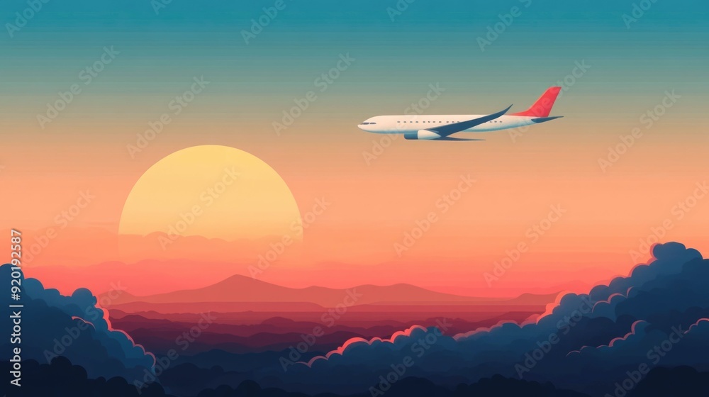 Expansive sky with a serene feeling of high altitude freedom depicted in a flat design style This abstract landscape scene showcases the boundless airy and celestial nature of a vast open sky Expansive sky with a serene feeling of high altitude freedom depicted in a flat design style This abstract landscape scene showcases the boundless airy and celestial nature of a vast open sky