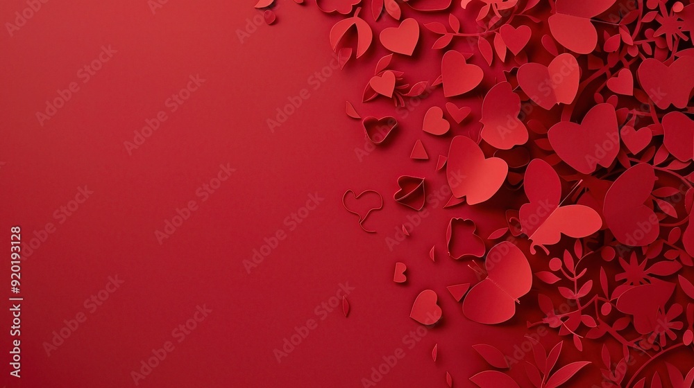 Intricate Paper Cuttings Showcase Red Love Greeting Card Design, Traditional Craftsmanship with Romantic Background, Perfect for Valentine's Day Celebration Intricate Paper Cuttings Showcase Red Love Greeting Card Design, Traditional Craftsmanship with Romantic Background, Perfect for Valentine's Day Celebration