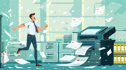 Flat vector Office documents copier cartoon vector illustration