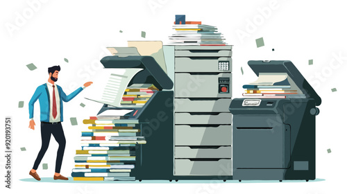 Flat vector Office documents copier cartoon vector illustration
