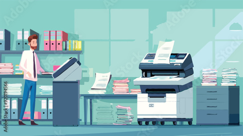 Flat vector Office documents copier cartoon vector illustration