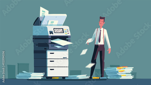 Flat vector Office documents copier cartoon vector illustration