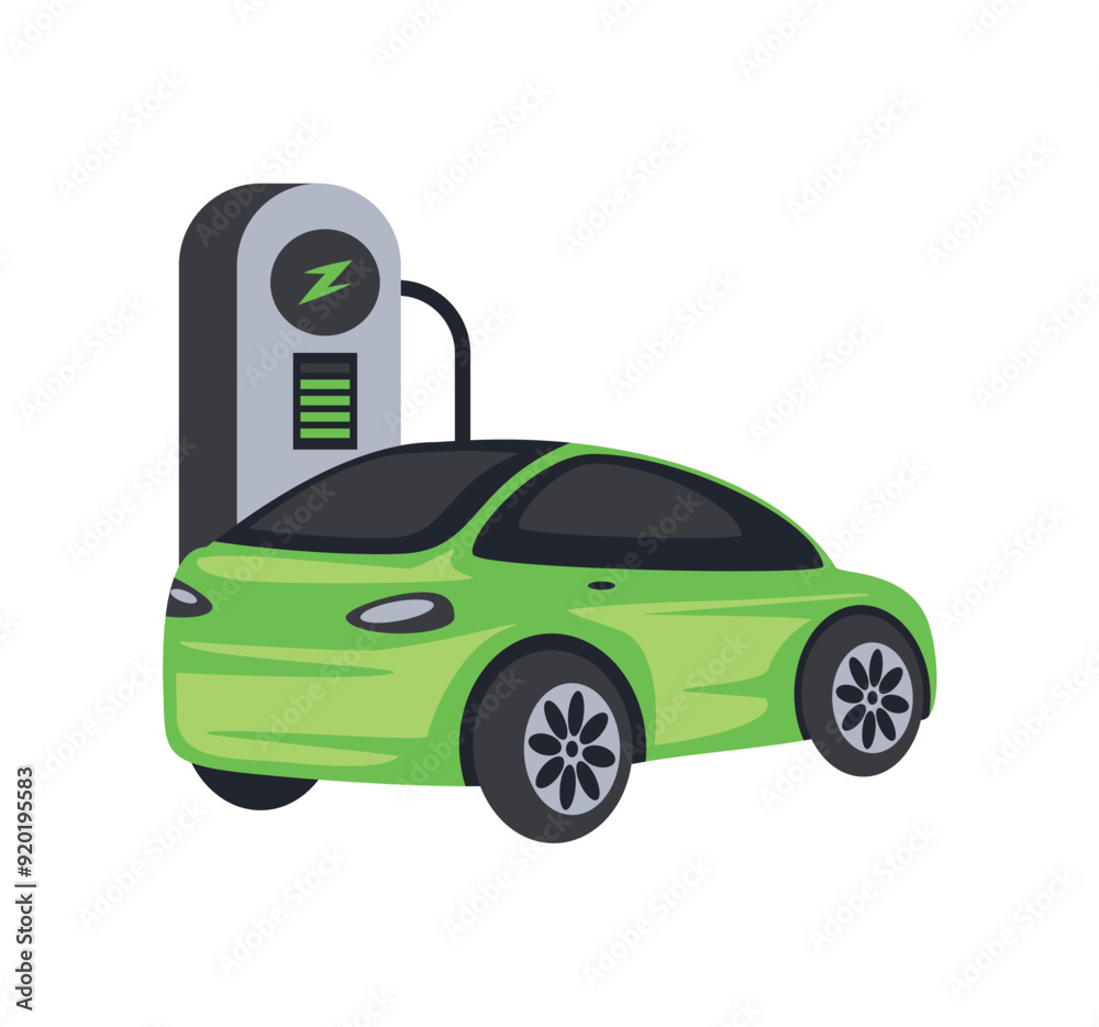 electric car charging at a power station electric car charging at a power station