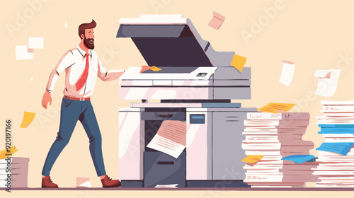 Flat vector Office documents copier cartoon vector illustration