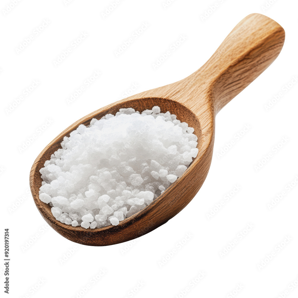 PNG Wooden spoon filled with coarse sea salt PNG Wooden spoon filled with coarse sea salt