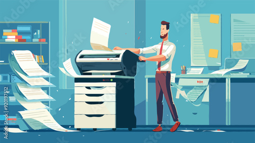 Flat vector Office documents copier cartoon vector illustration