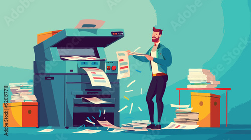 Flat vector Office documents copier cartoon vector illustration