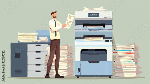 Flat vector Office documents copier cartoon vector illustration