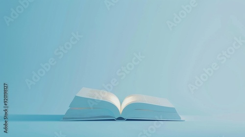 A serene book cover with a solid pastel blue background, featuring a minimalist design of an open book emitting a soft glow. The title should be elegantly written in a calligraphic font. 