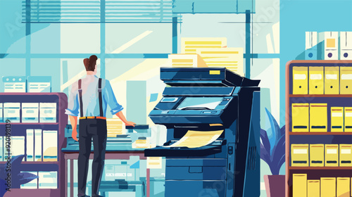 Flat vector Office documents copier cartoon vector illustration