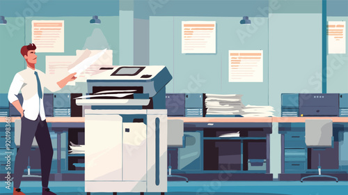 Flat vector Office documents copier cartoon vector illustration