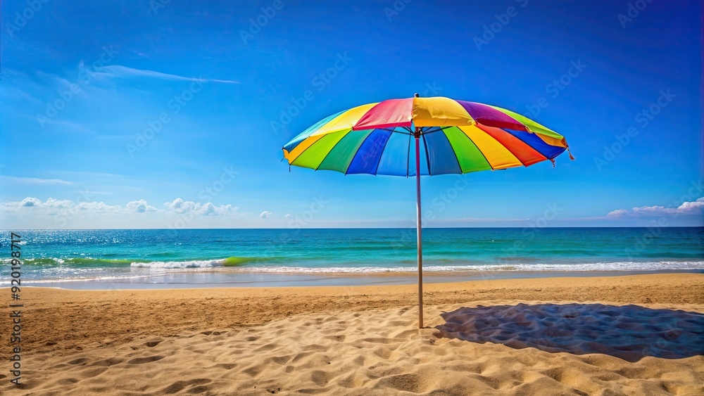 Colorful beach umbrella providing shade on a sunny summer day by the seaside, seaside, beach, umbrella, shade, summer, colorful Colorful beach umbrella providing shade on a sunny summer day by the seaside, seaside, beach, umbrella, shade, summer, colorful