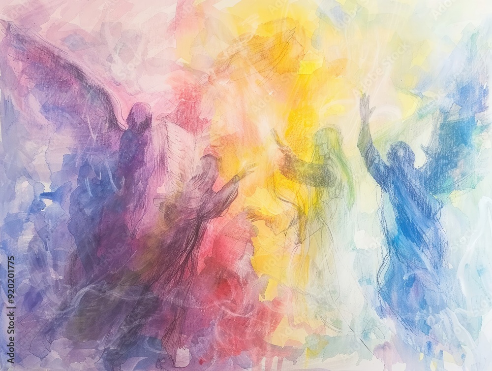 Soft pastel drawings of biblical virtues like faith Soft pastel drawings of biblical virtues like faith