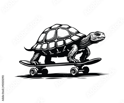 Turtle on skateboard Vector
