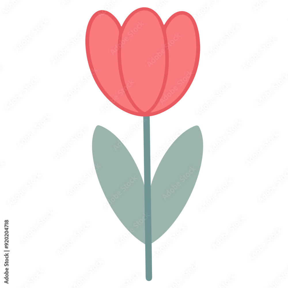 Adorable vector illustrations of tulip flowers in pastel colors cute design