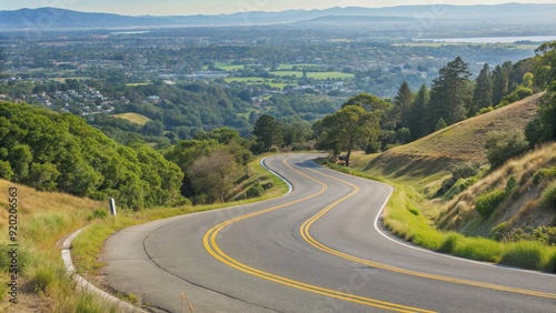 Curving road and downhill leading to Silicon Valley, curving road, downhill, Silicon Valley, technology