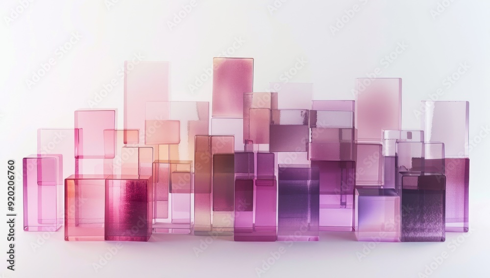 Abstract Composition of Pink and Purple Glass Blocks