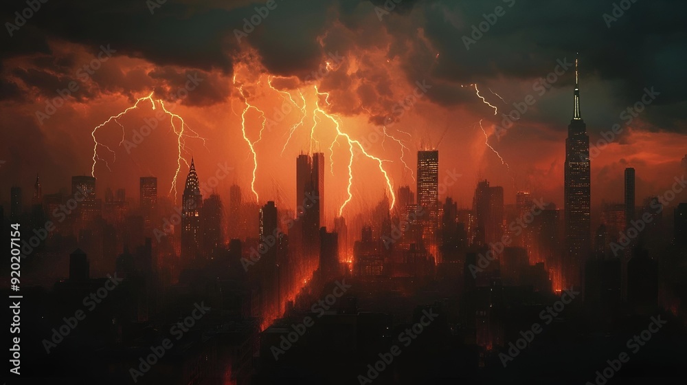 Obraz premium sunset in the city