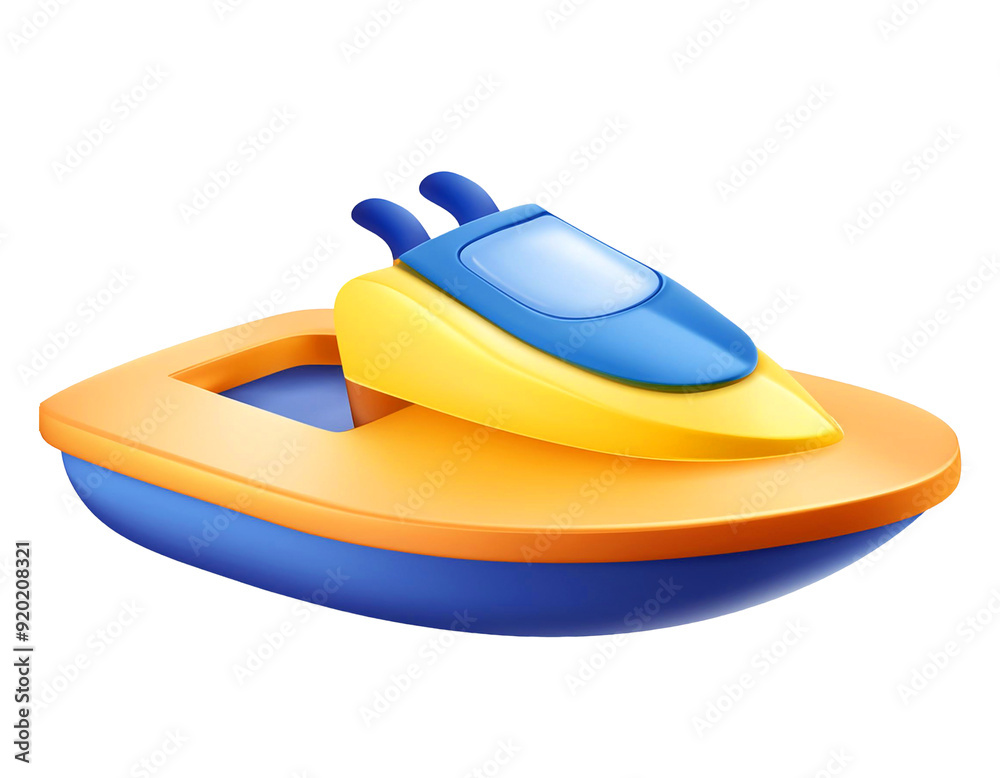 3D Cute Jet Ski Boat Object With Bright Colors 3D Cute Jet Ski Boat Object With Bright Colors
