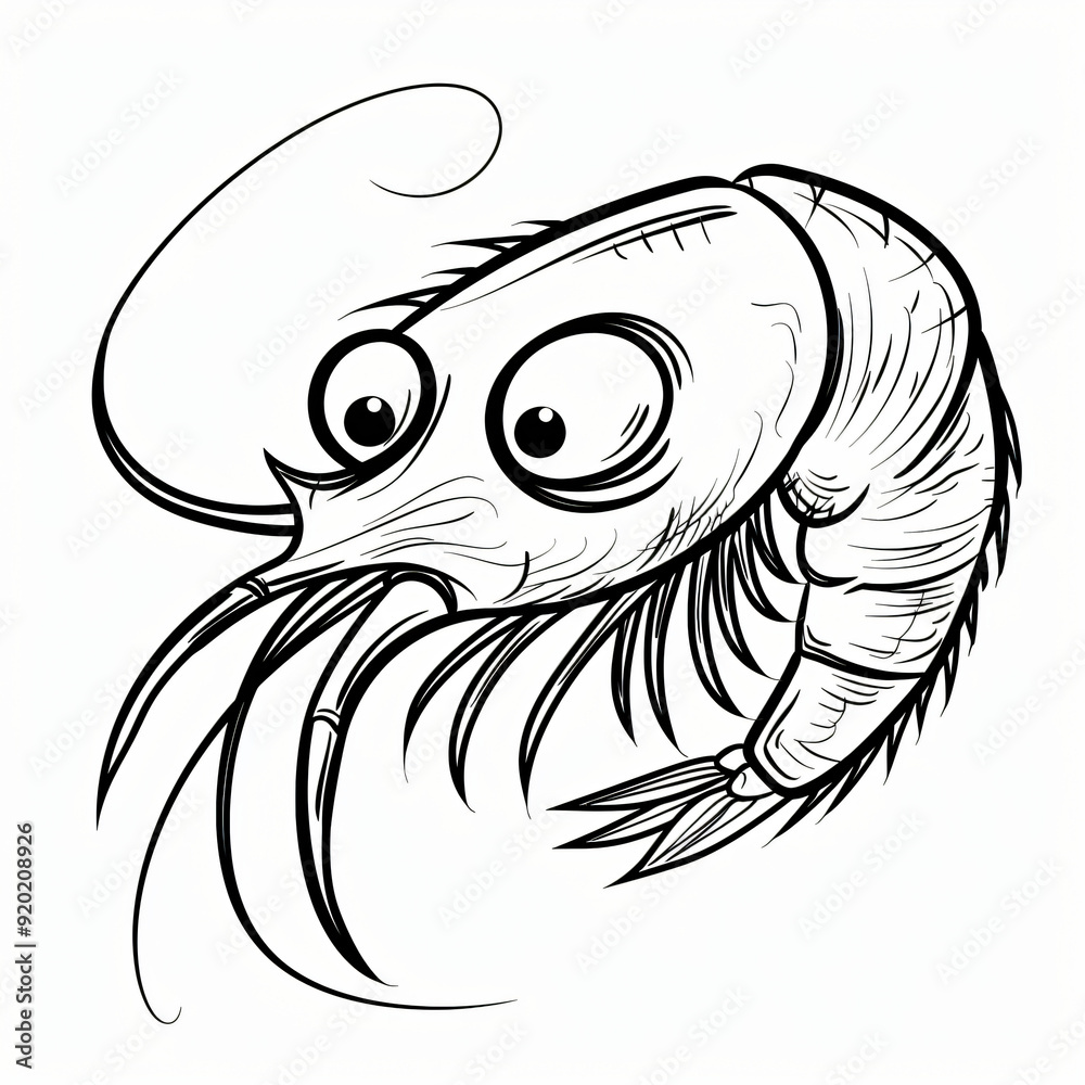Cartoon of a Shrimp children coloring book page Cartoon of a Shrimp children coloring book page