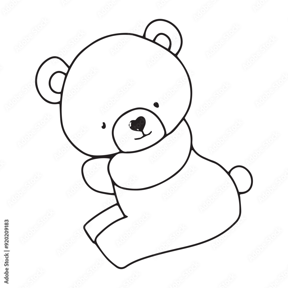 handrawn black line kawaii baby bear with variant activity gesture. coloring book character bear. element stock bear handrawn black line kawaii baby bear with variant activity gesture. coloring book character bear. element stock bear
