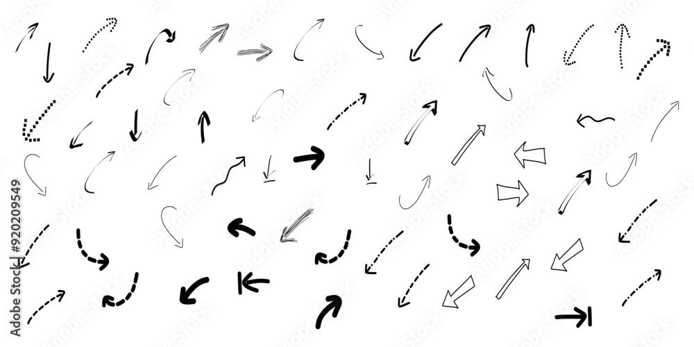 Hand drawn arrow icons doodle design elements. Hand drawn arrow icons doodle design elements.