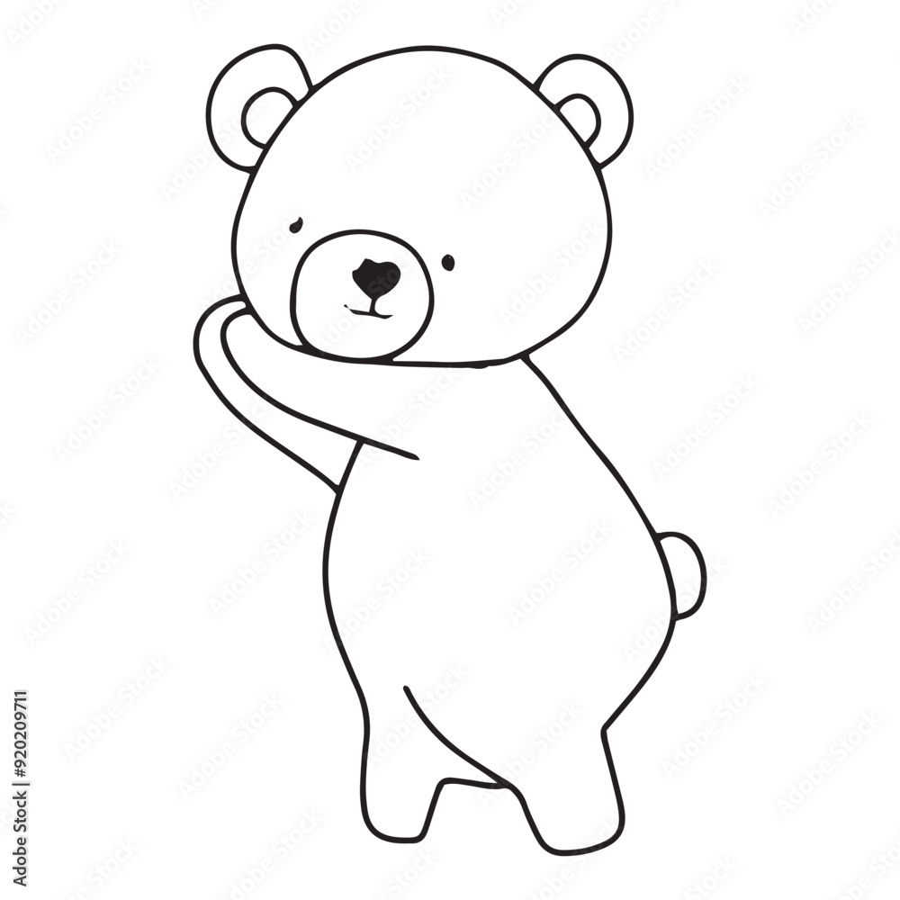 handrawn black line kawaii baby bear with variant activity gesture. coloring book character bear. element stock bear handrawn black line kawaii baby bear with variant activity gesture. coloring book character bear. element stock bear
