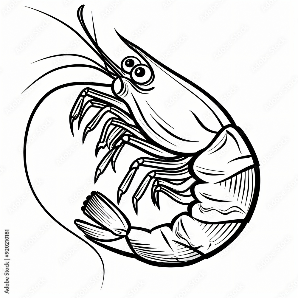 Obraz premium Cartoon of a Shrimp children coloring book page 