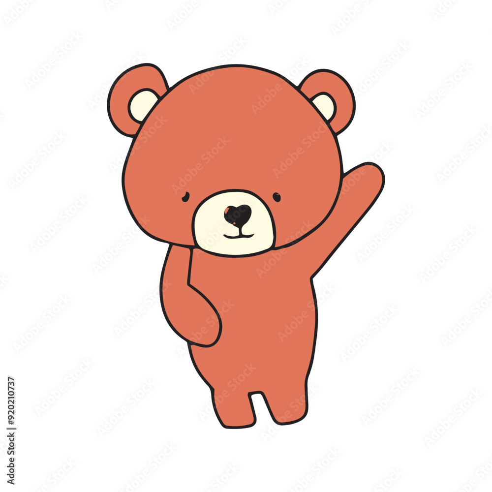 Obraz premium baby bear different pose. baby bear sleep on clous, bear cooking cakes, bear on blank banner, bear eaten soup, bear happy picnic, 