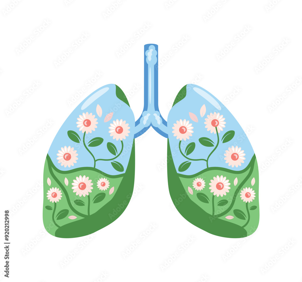 clean air lungs with flowers and leaves clean air lungs with flowers and leaves
