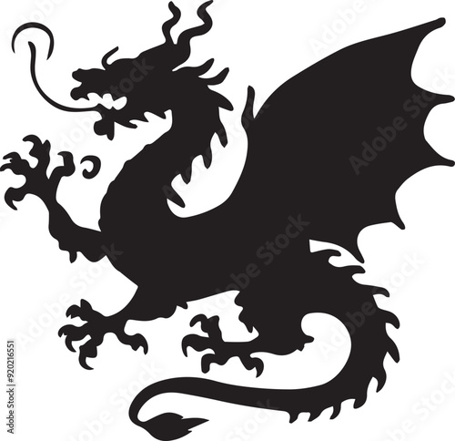 black dragon on white