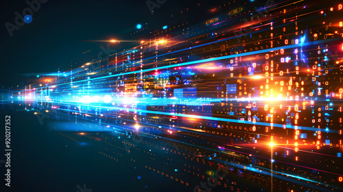 Leadership concept in business, hi-tech products, warp speed wormhole science vector design
