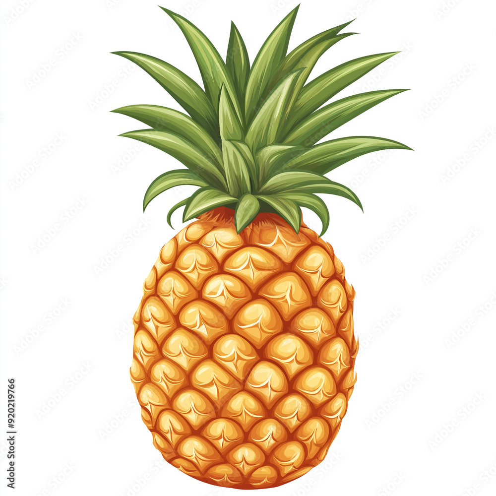 Pineapple vector illustration art isolated white background Pineapple vector illustration art isolated white background