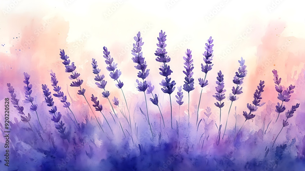 Naklejka premium A watercolor illustration of sea lavender in bloom