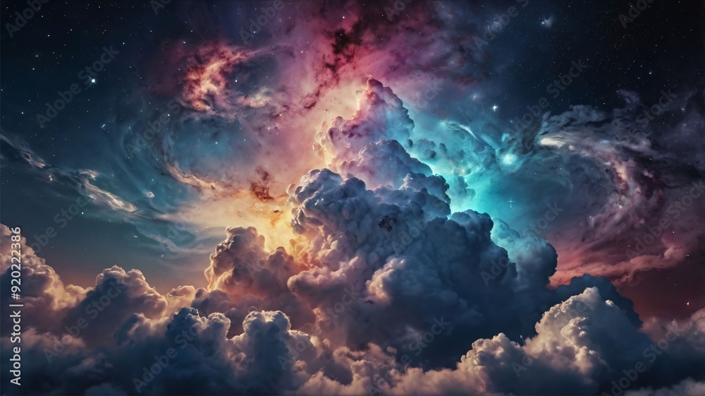Fototapeta premium Cloud and milk way sky galaxies, HD Quality photo illustration