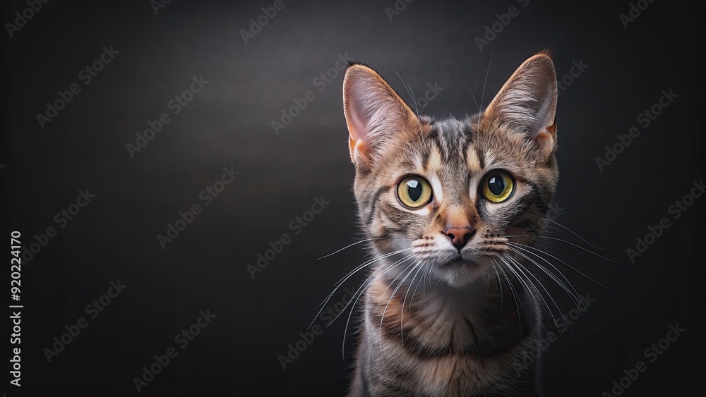 Black background with a curious cat looking towards the camera , cat, pet, feline, black fur, whiskers, curious Black background with a curious cat looking towards the camera , cat, pet, feline, black fur, whiskers, curious