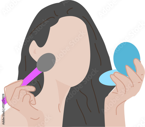 Women use make up and mirror 