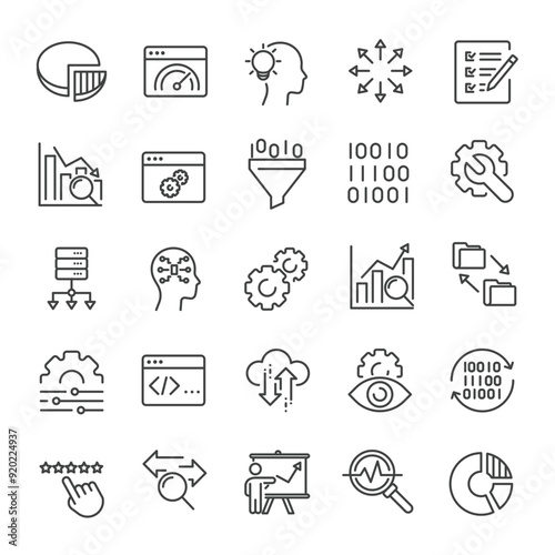 Data analystic thin line icons collection. Editable stroke. For website marketing design, logo, app, template, ui, etc. Vector illustration. photo