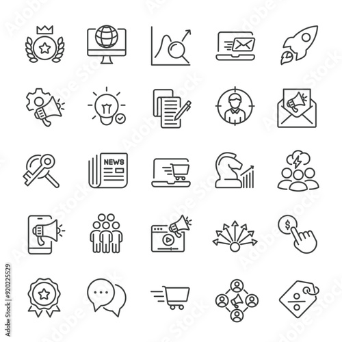 Digital marketing thin line icons collection. Editable stroke. For website marketing design, logo, app, template, ui, etc. Vector illustration.