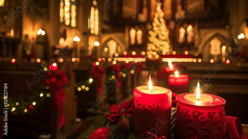 Envision a peaceful Christmas Eve service at a beautifully decorated church.