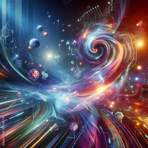 Fractal realms of glowing energy and swirling motion, showcasing a vibrant, abstract design in a futuristic space4