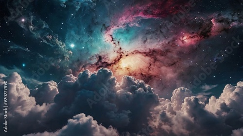 Cloud and milk way sky galaxies, HD Quality photo illustration