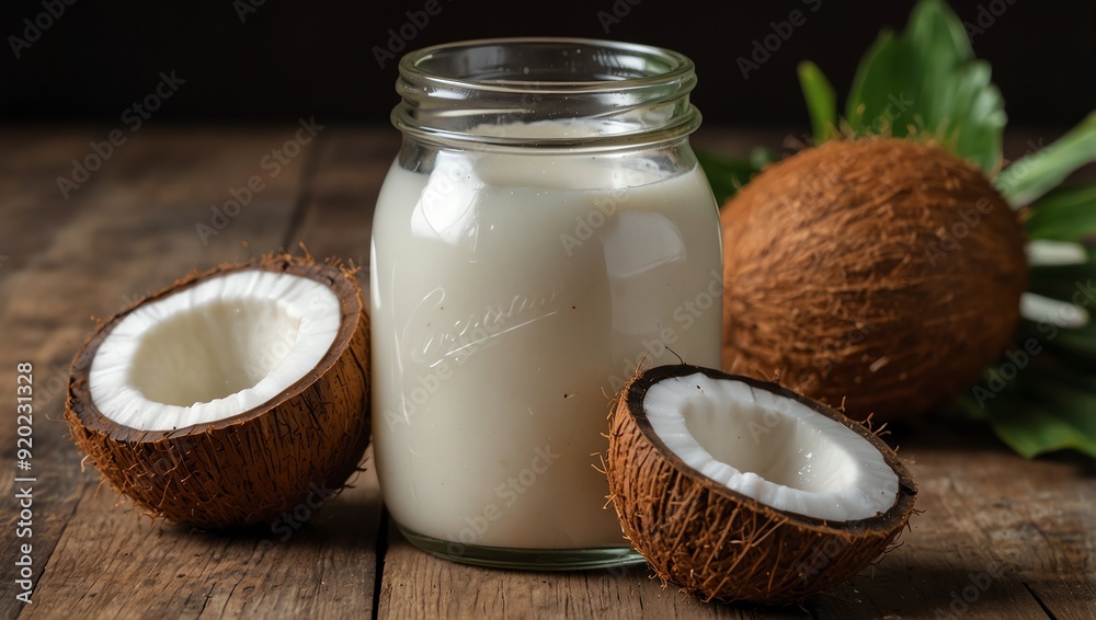 glass of milk and coconut glass of milk and coconut